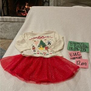 Festive Christmas Holiday baby toddler girls 12m matching set tutu